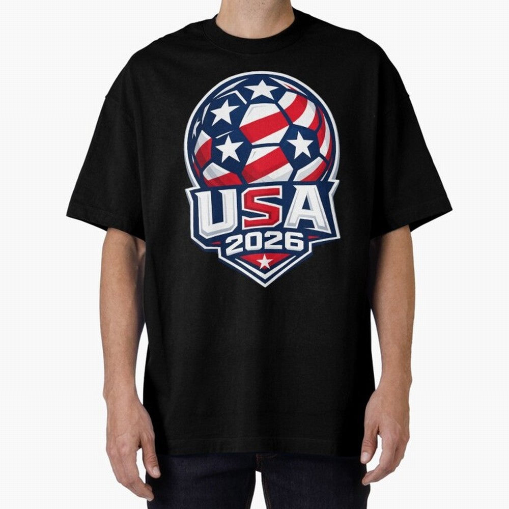 USA 2026 World Cup T-Shirt - Star Spangled Soccer Design - American Host Fan Tee Oversized T-Shirt Feel the Roar of the FIFA World Cup 2026 Journey through CR7 and Messi Highlights, Argentina Pride, Retro Football Energy, Iconic Rivalries, Trophy