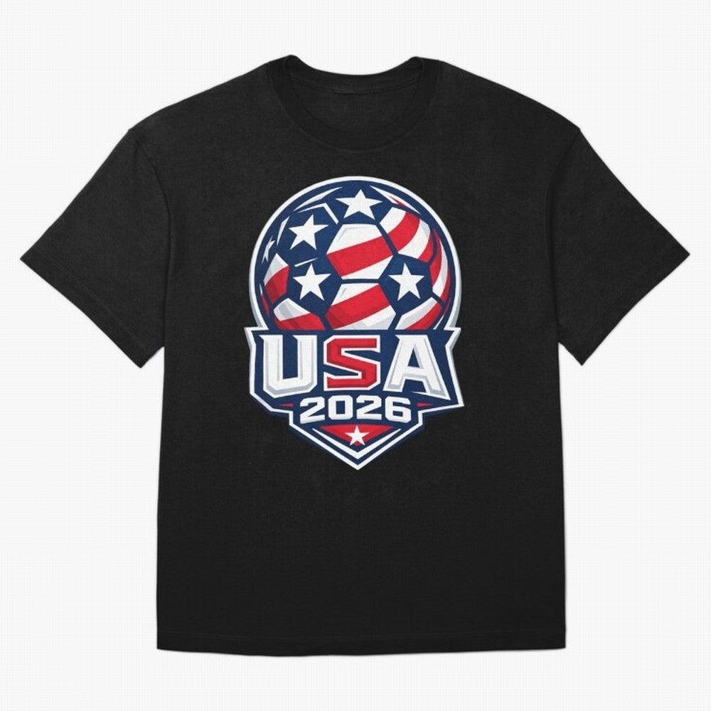 USA 2026 World Cup T-Shirt - Star Spangled Soccer Design - American Host Fan Tee Oversized T-Shirt Feel the Roar of the FIFA World Cup 2026 Journey through CR7 and Messi Highlights, Argentina Pride, Retro Football Energy, Iconic Rivalries, Trophy