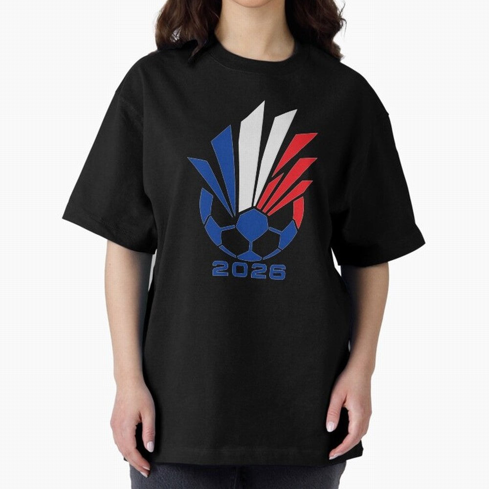 France Soccer 2026 Tricolor Burst Emblem Oversized T-Shirt Celebrate FIFA World Cup 2026 Group Stage for Fans of CR7 and Spain and Netherlands, Bringing Stadium Memories, Football Loyalty, International Chants and Championship Tradition; Great for