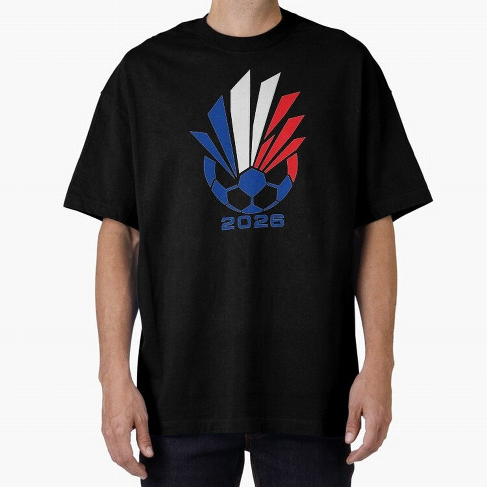France Soccer 2026 Tricolor Burst Emblem Oversized T-Shirt Celebrate FIFA World Cup 2026 Group Stage for Fans of CR7 and Spain and Netherlands, Bringing Stadium Memories, Football Loyalty, International Chants and Championship Tradition; Great for