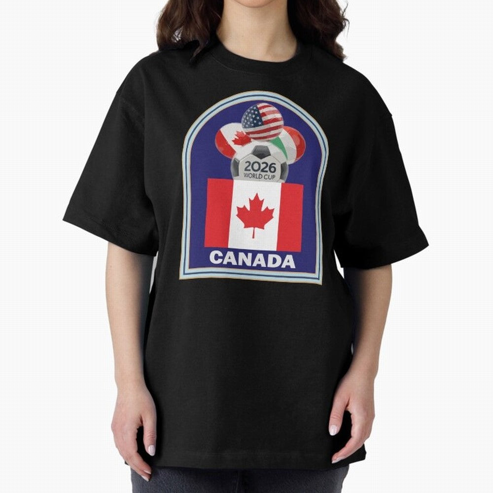 Canada 2026 Soccer T-shirt Oversized T-Shirt Unlock FIFA World Cup 2026 Filled with Messi, CR7 and Mbappe, Argentina and Brazil Energy, Soccer Culture, Superstar Moments, National Team Dreams and Competitive Fire; Ideal for Fans Who Follow Messi,