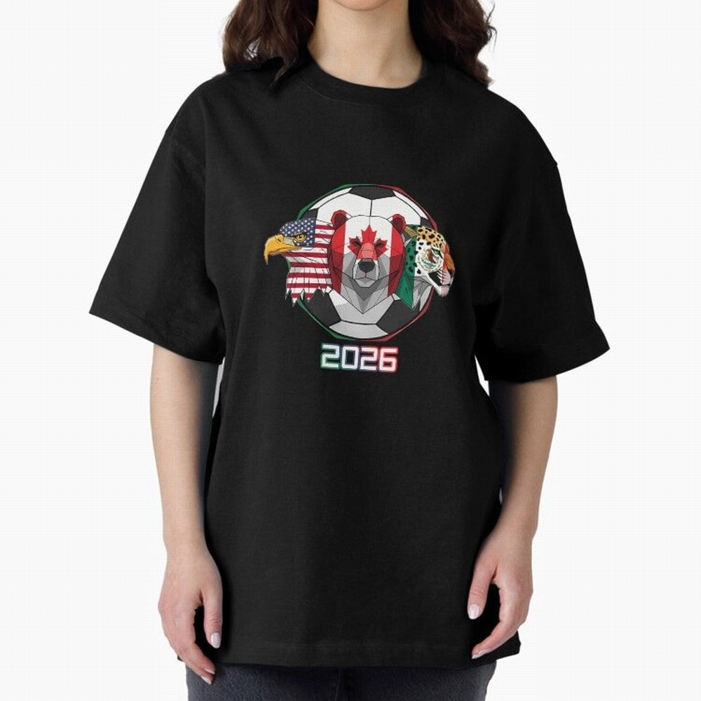 North American Soccer Animals 2026 Oversized T-Shirt Elevate the FIFA World Cup 2026 Group Stage Journey through Messi, Neymar and Mbappe Highlights, Argentina Pride, Retro Football Energy, Iconic Rivalries, Trophy Chase Drama and Stadium