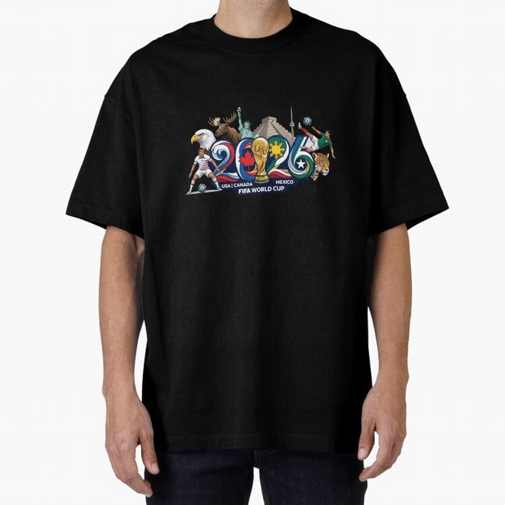 FIFA World Cup 2026 North America: USA Canada Mexico United Nations of Football Oversized T-Shirt Live the Energy of the FIFA World Cup 2026 USA Canada Mexico Journey through Messi and Cristiano Ronaldo Highlights, Spain and Netherlands Pride,