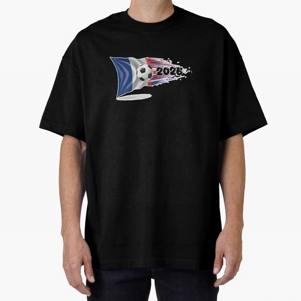 France Soccer 2026 Fan Tee: Bleu-Blanc-Rouge Flag Football Design | Perfect Gift for World Cup Fans! Oversized T-Shirt Celebrate Supporters United by FIFA World Cup 2026 Spirit, Featuring Spain and Netherlands, Neymar, Haaland and Cristiano