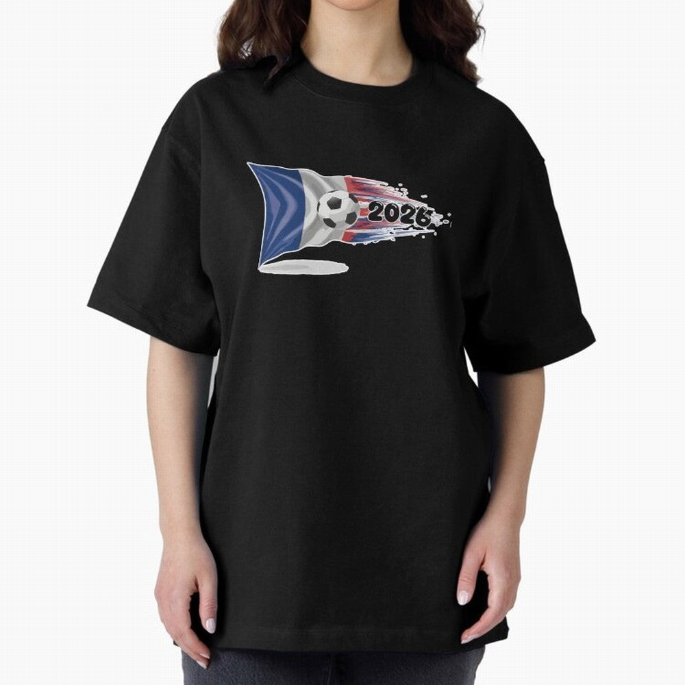 France Soccer 2026 Fan Tee: Bleu-Blanc-Rouge Flag Football Design | Perfect Gift for World Cup Fans! Oversized T-Shirt Celebrate Supporters United by FIFA World Cup 2026 Spirit, Featuring Spain and Netherlands, Neymar, Haaland and Cristiano
