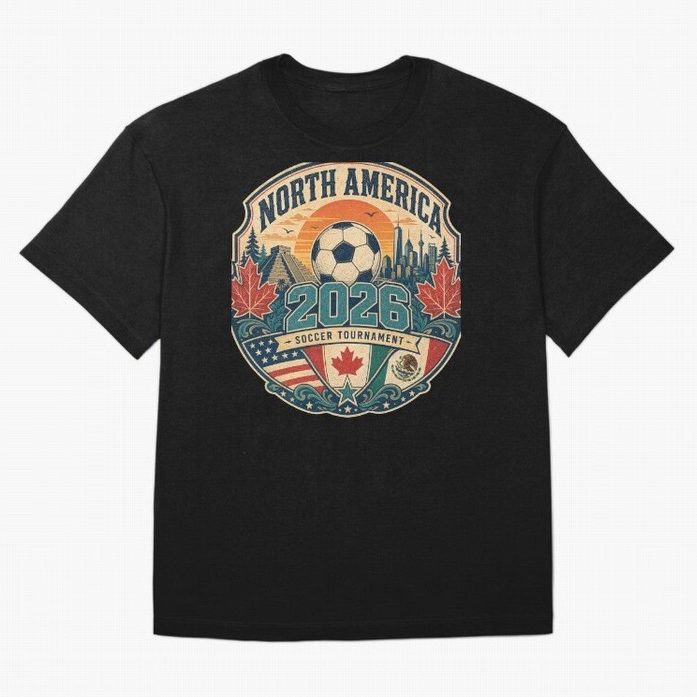 USA Canada Mexico Soccer Cup Oversized T-Shirt Celebrate the Next Chapter of FIFA World Cup 2026 for Fans of Haaland and France and Portugal, Bringing Retro Football Energy, Iconic Rivalries, Trophy Chase Drama and Stadium Atmosphere; Made for Die