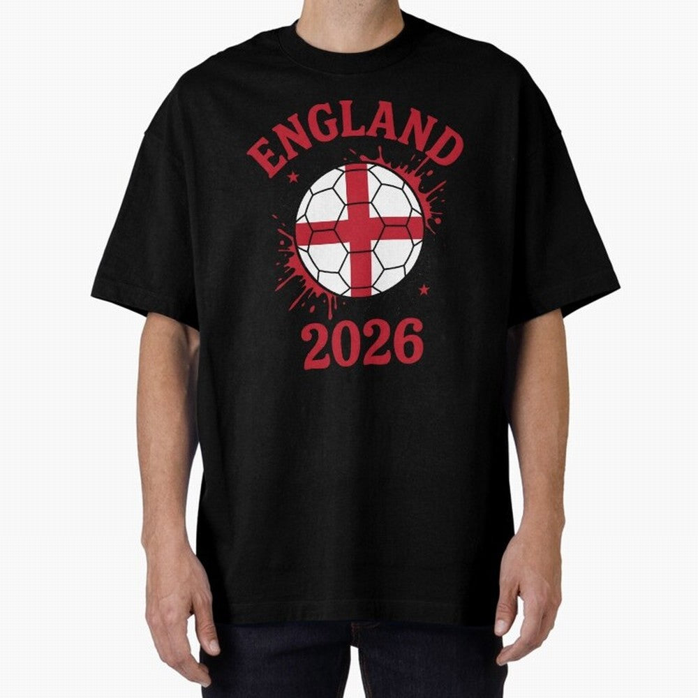 England World Cup 2026 football supporter| St George Cross Football Oversized T-Shirt Experience the FIFA World Cup 2026 Journey through CR7 Highlights, France and Portugal Pride, Retro Football Energy, Iconic Rivalries, Trophy Chase Drama and