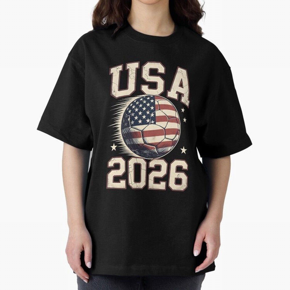 USA 2026 World Cup Soccer Oversized T-Shirt Bring World Football Passion into Match Day Hype around FIFA World Cup 2026 Group Stage, Mbappe and Neymar, Spain, Fan Favorite Moments, National Team Passion, Big Match Drama and Soccer History; Great