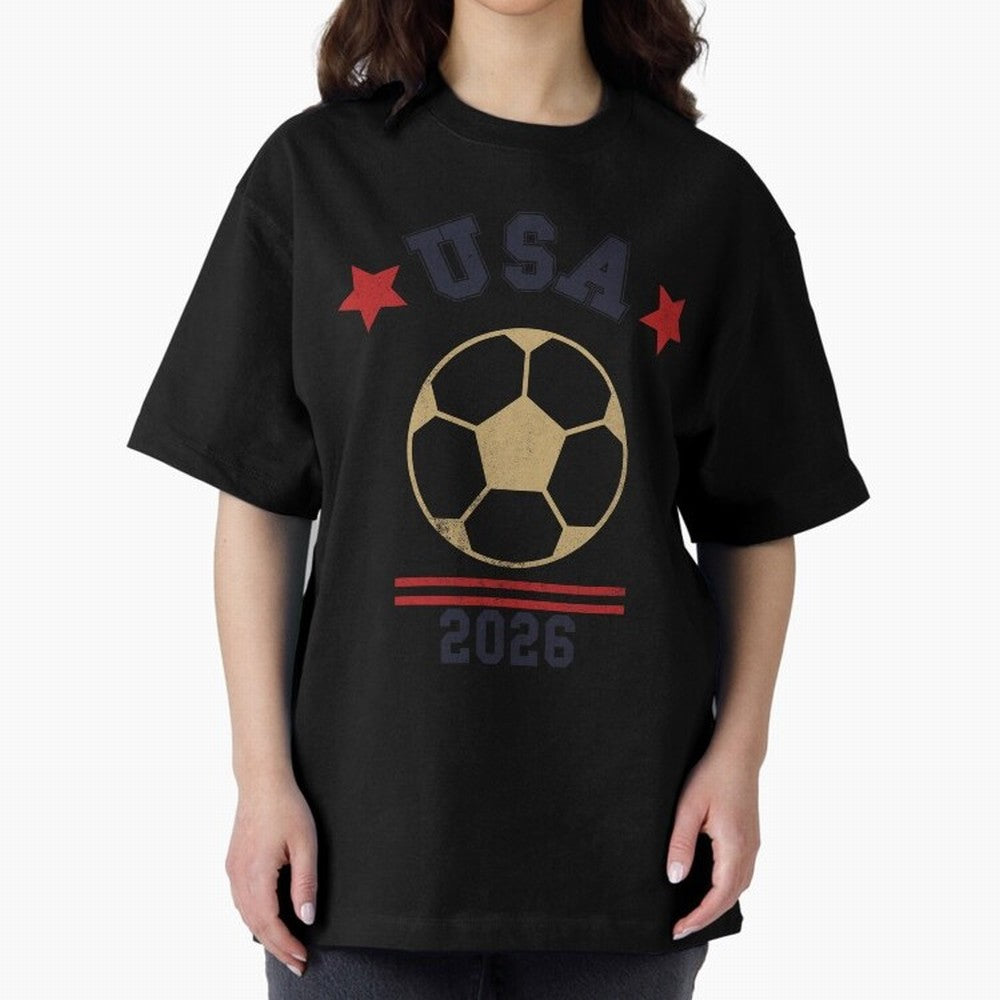USA Soccer Fan 2026 Jersey Style Design Oversized T-Shirt Treasure the FIFA World Cup 2026 Group Stage Journey through CR7 Highlights, England Pride, Football History, Final Match Energy, Crowd Noise and Once in a Lifetime Moments; Ideal for