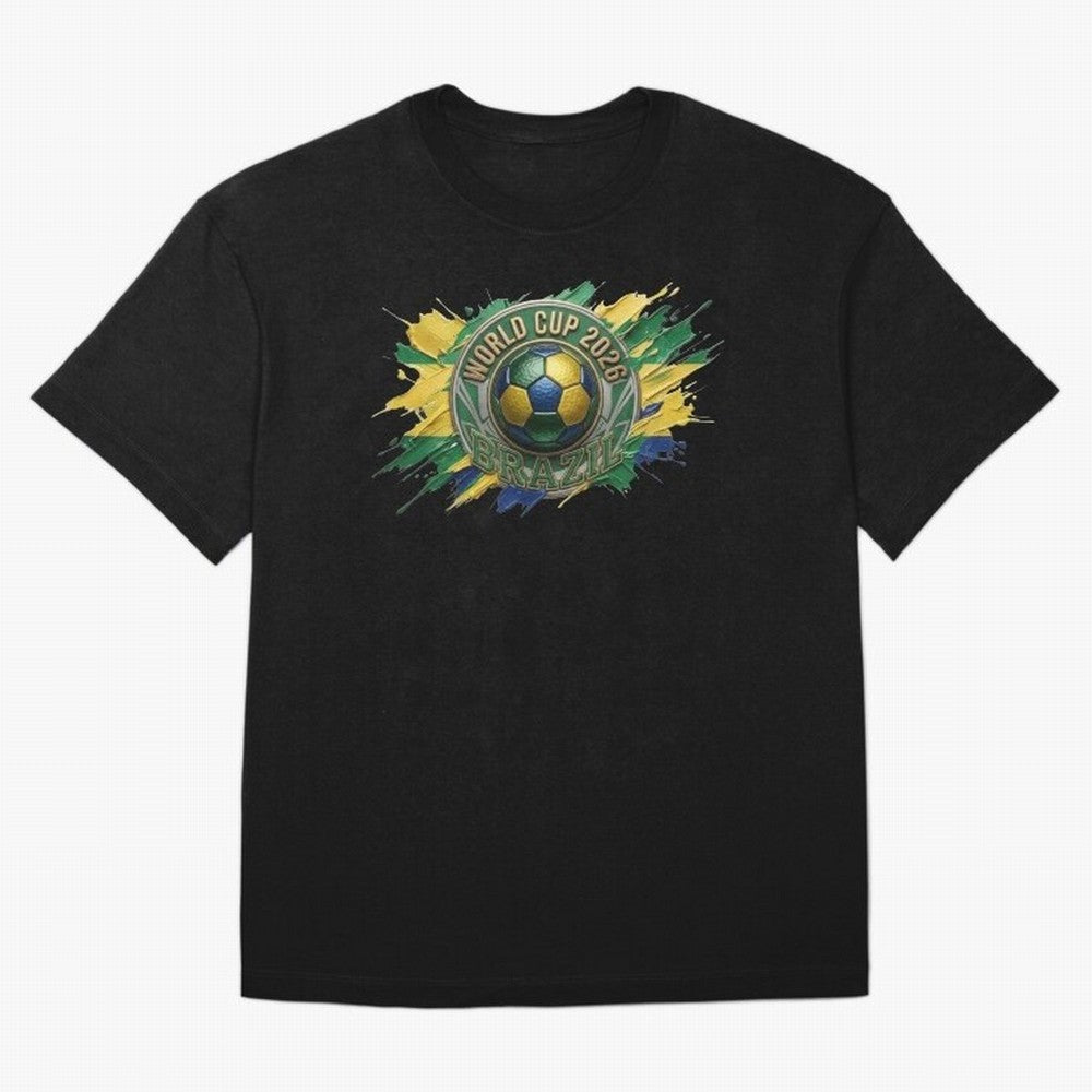 World Cup 2026 Brazil Soccer Ball Paint Splash Oversized T-Shirt Experience the Global Stage of FIFA World Cup 2026 USA Canada Mexico for Fans of Messi, Neymar and Mbappe and France and Portugal, Bringing Stadium Chants, National Pride, Trophy