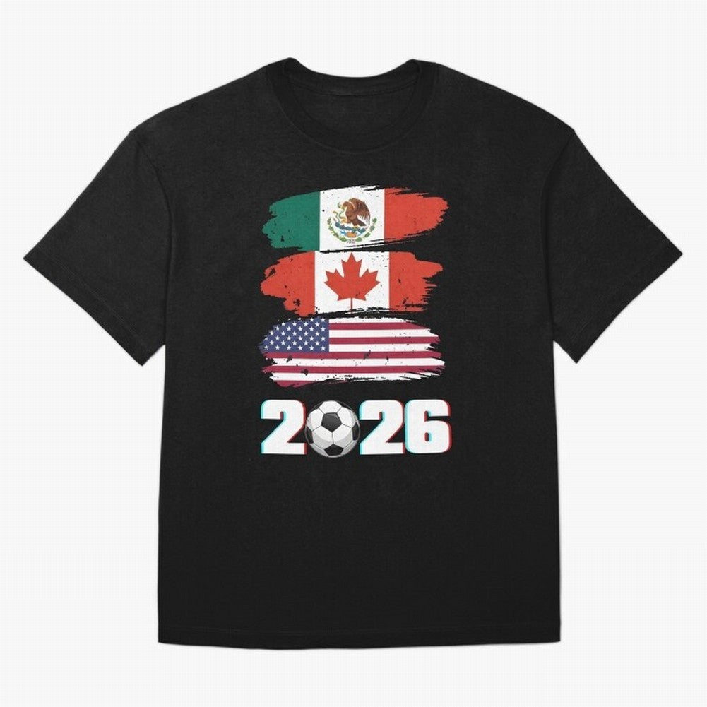 USA Canada Mexico Flag 2026 Cup Brush Art Oversized T-Shirt Bring Bold Fan Energy to the FIFA World Cup 2026 Group Stage Journey through Neymar, Haaland and Cristiano Ronaldo Highlights, Argentina and Brazil Pride, Stadium Memories, Football