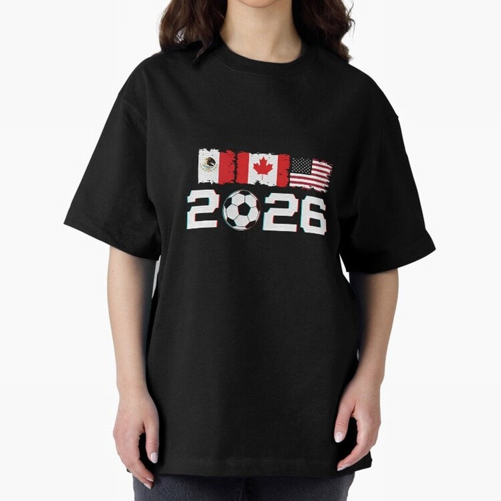 Glitched United 2026 Cup - North America Emblem Part 2 T-Shirt_82924673 Oversized T-Shirt Mark the FIFA World Cup 2026 Group Stage Journey through Cristiano Ronaldo, Haaland and CR7 Highlights, Brazil, Portugal and Argentina Pride, Vintage Soccer