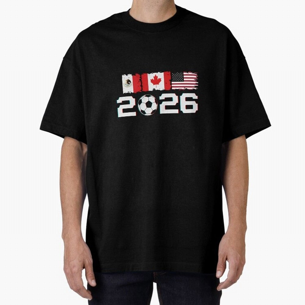 Glitched United 2026 Cup - North America Emblem Part 2 T-Shirt_82924673 Oversized T-Shirt Mark the FIFA World Cup 2026 Group Stage Journey through Cristiano Ronaldo, Haaland and CR7 Highlights, Brazil, Portugal and Argentina Pride, Vintage Soccer