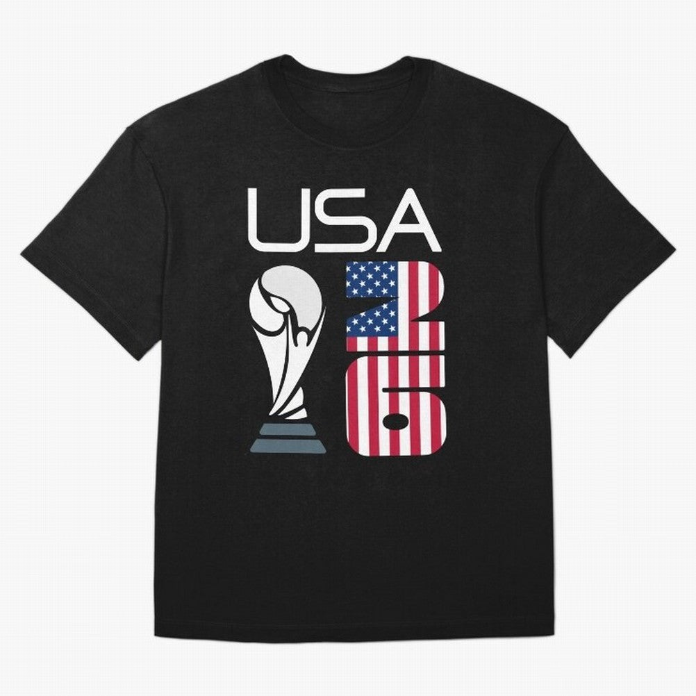 USA 2026 Soccer World Cup Trophy American Flag Design Oversized T-Shirt Show Fan Pride Across Global Football Passion for FIFA World Cup 2026, Centered on Haaland, England, Retro Football Energy, Iconic Rivalries, Trophy Chase Drama and Stadium