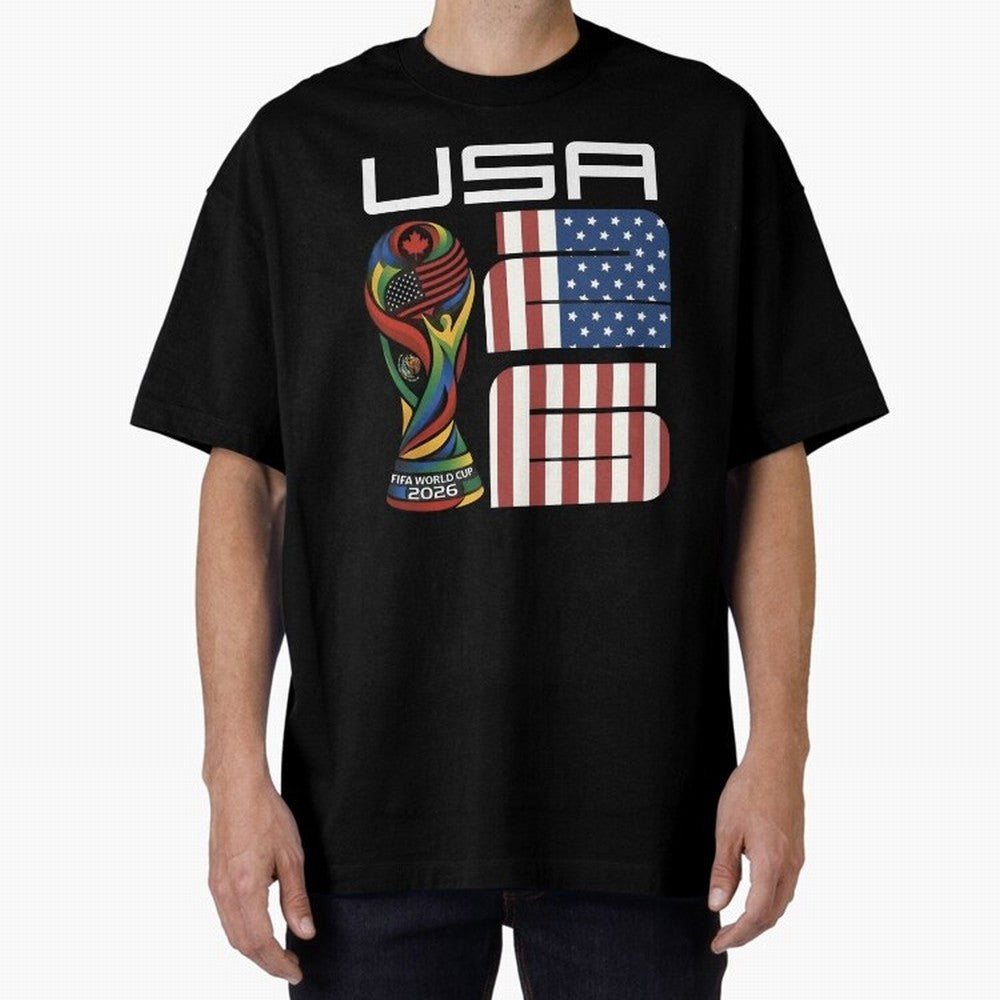 USA World Cup 2026 Host Nation Soccer Design Oversized T-Shirt Celebrate Fan Favorites in Match Day Hype around FIFA World Cup 2026, Haaland and Mbappe, Brazil, Sports Nostalgia, International Competition, Famous Players and Unforgettable