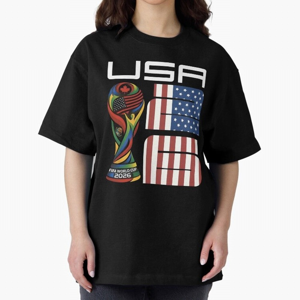 USA World Cup 2026 Host Nation Soccer Design Oversized T-Shirt Celebrate Fan Favorites in Match Day Hype around FIFA World Cup 2026, Haaland and Mbappe, Brazil, Sports Nostalgia, International Competition, Famous Players and Unforgettable