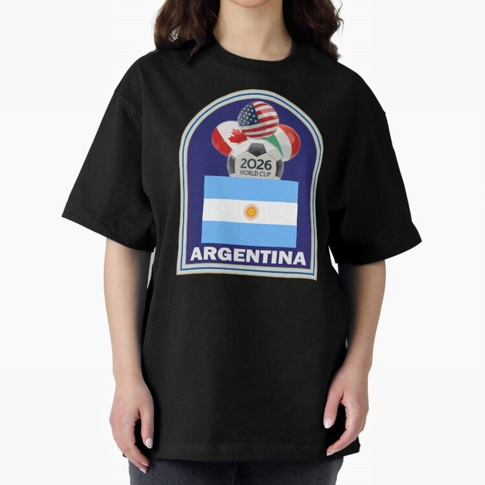 Argentina 2026 Soccer T-shirt Oversized T-Shirt Celebrate Rivalries and Pride in the FIFA World Cup 2026 Journey through Mbappe and Neymar Highlights, Argentina Pride, Worldwide Fan Energy, Dramatic Goals, Stadium Lights and Championship