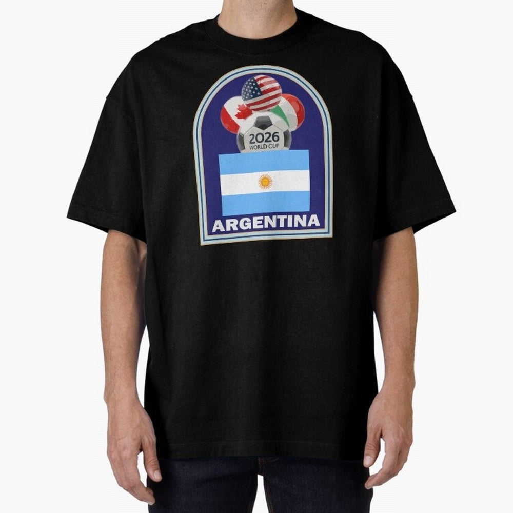 Argentina 2026 Soccer T-shirt Oversized T-Shirt Celebrate Rivalries and Pride in the FIFA World Cup 2026 Journey through Mbappe and Neymar Highlights, Argentina Pride, Worldwide Fan Energy, Dramatic Goals, Stadium Lights and Championship