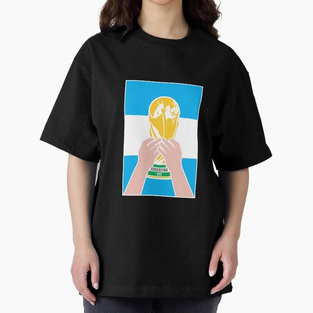 Champion Argentina 2022 Oversized T-Shirt Make Your Look Match the FIFA World Cup 2026 Journey through CR7 and Messi Highlights, England Pride, Football Festival Excitement, Trophy Ambitions, Country Rivalries and Star Player Buzz; Ideal for