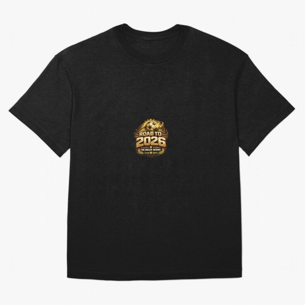 Road To 2026 Football Fan Shirt Oversized T-Shirt Support the Legends of FIFA World Cup 2026 Highlighting Messi, CR7 and Mbappe, Brazil, Portugal and Argentina Energy, Football Festival Excitement, Trophy Ambitions, Country Rivalries and Star