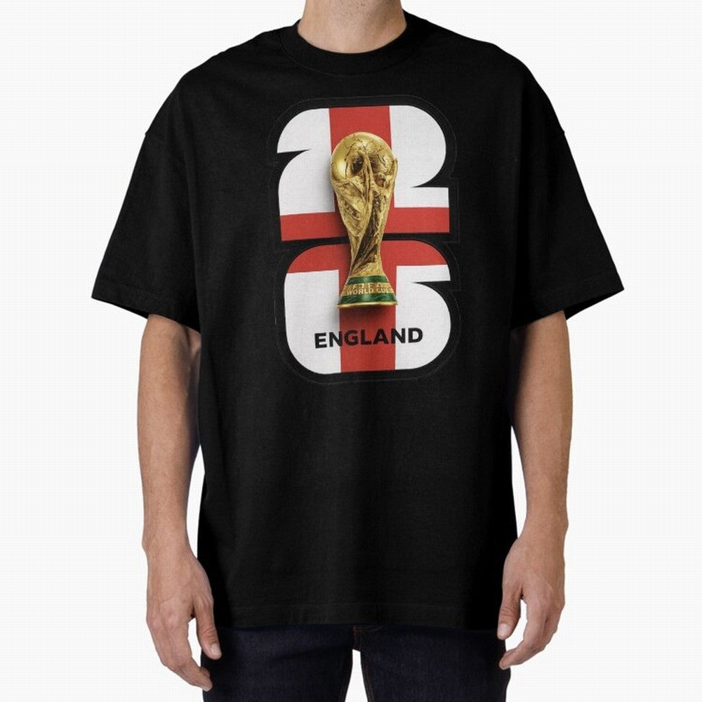 England Football World Cup 2026 - Three Lions Gold Trophy Edition Oversized T-Shirt Cheer for FIFA World Cup 2026 Filled with Mbappe and Neymar, Argentina, France and Brazil Energy, Match Day Excitement, Supporter Culture, Golden Goals and Global