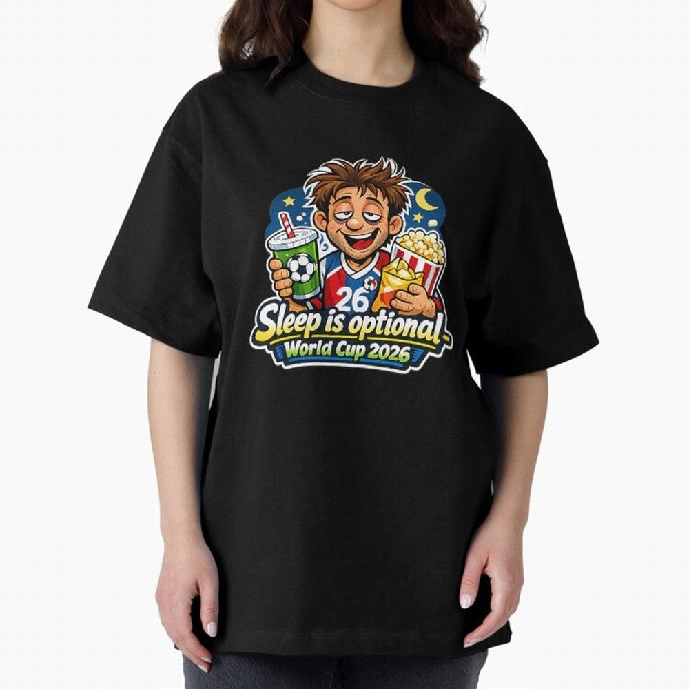 Sleep Is Optional World Cup 2026 Soccer Fan Night Oversized T-Shirt Celebrate the Next Chapter of FIFA World Cup 2026 Group Stage Celebrating Neymar, Portugal Energy, Supporter Pride, Iconic Celebrations, Legendary Names and Global Match Day