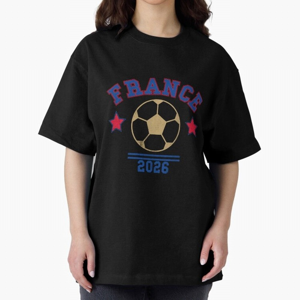 France 2026 ¡ª Vintage Soccer Tee Oversized T-Shirt Join FIFA World Cup 2026 USA Canada Mexico Spirit, with Germany, Messi, Football Festival Excitement, Trophy Ambitions, Country Rivalries and Star Player Buzz; Created for Match Day Parties,