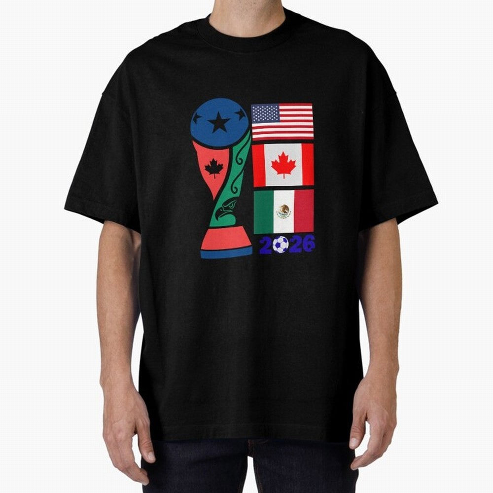 North America Football Unity 2026 Oversized T-Shirt Celebrate Fan Culture around Global Football Passion for FIFA World Cup 2026 USA Canada Mexico, Connected to Cristiano Ronaldo, Portugal, Spain and Germany, Game Day Rituals, Football Legends,