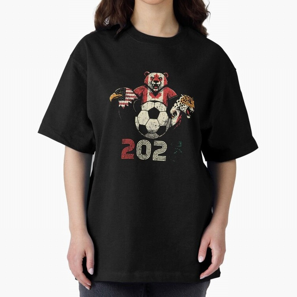 United 2026 Soccer Mascots North America Tournament T-Shirt_83157189 Oversized T-Shirt Bring International Match Energy to the FIFA World Cup 2026 Group Stage Journey through Neymar Highlights, Spain and Netherlands Pride, Worldwide Fan Energy,