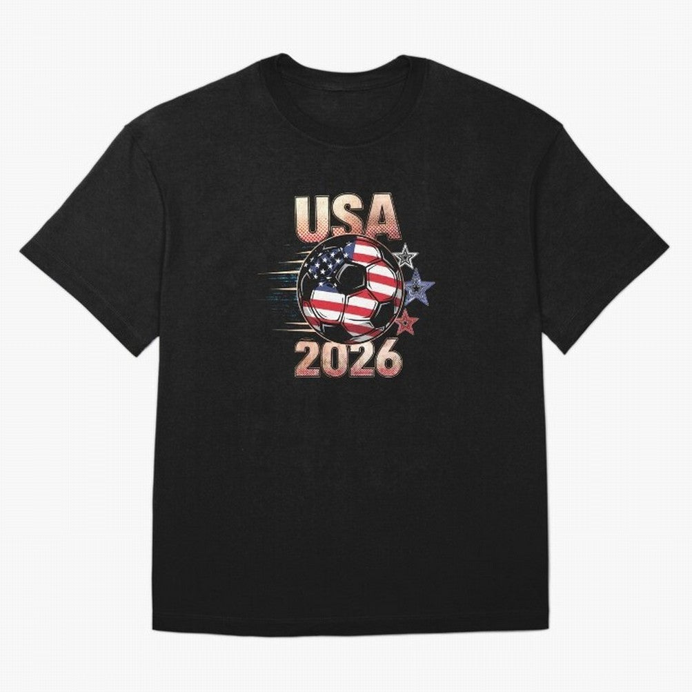 USA Soccer with Red White Blue Stars 2026 Cup T-Shirt_83834283 Oversized T-Shirt Stand with FIFA World Cup 2026 with Messi, CR7 and Mbappe, England, France and Netherlands Energy, Classic Soccer Heritage, Championship Pressure, Fan Loyalty and