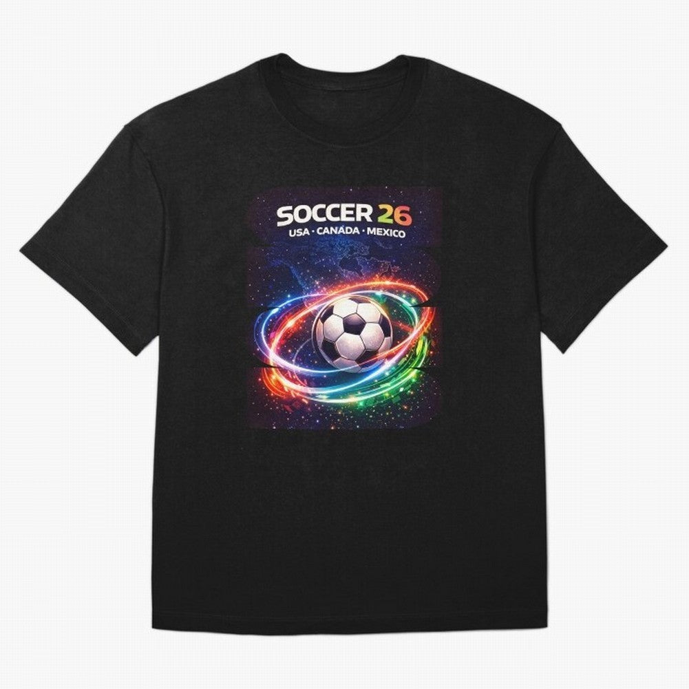 North America Soccer 2026 Shirt, Soccer 26 USA Canada Mexico Fan Tee, United 2026 Soccer Graphic - Bold Oversized T-Shirt Follow the Road to FIFA World Cup 2026 Group Stage Centered on Mbappe, England, France and Netherlands Energy, Tournament
