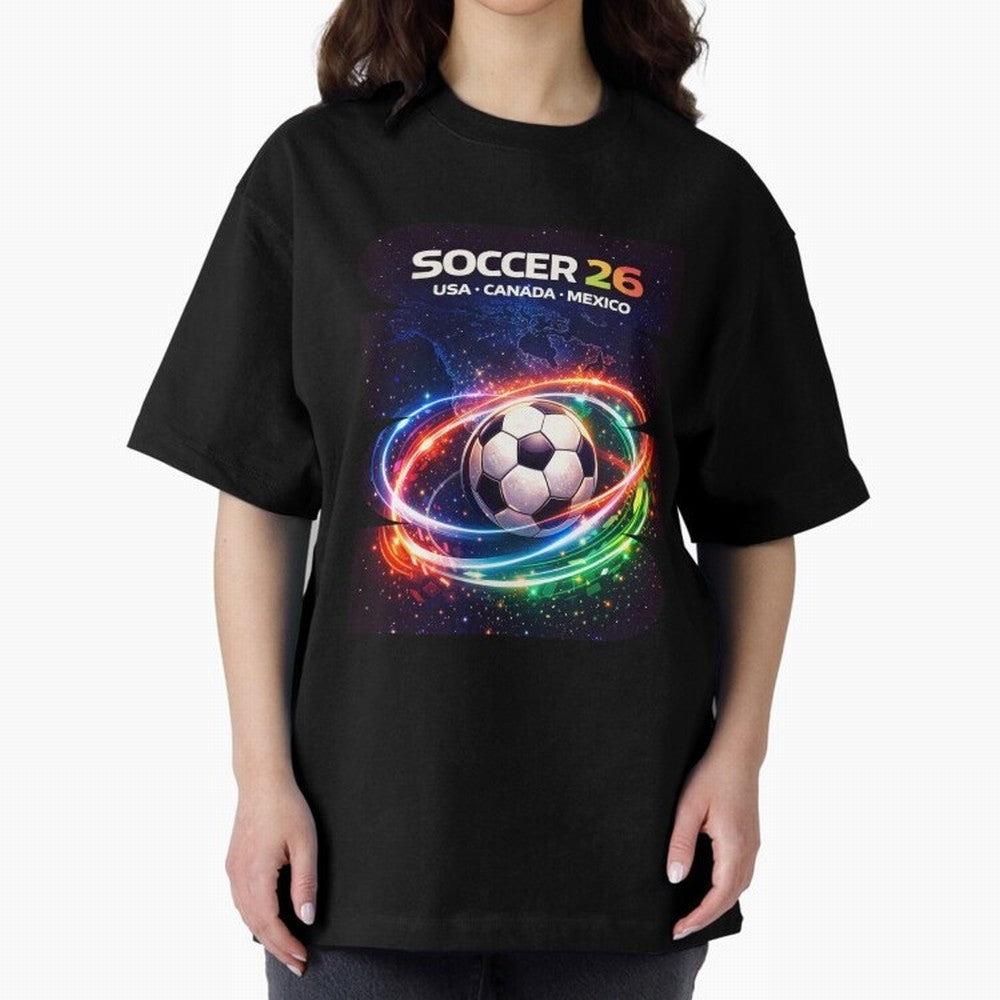 North America Soccer 2026 Shirt, Soccer 26 USA Canada Mexico Fan Tee, United 2026 Soccer Graphic - Bold Oversized T-Shirt Follow the Road to FIFA World Cup 2026 Group Stage Centered on Mbappe, England, France and Netherlands Energy, Tournament