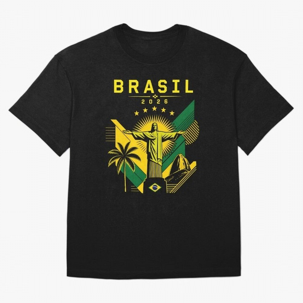 Brasil 2026 Christ the Redeemer Rio Oversized T-Shirt Honor the Football Icons of FIFA World Cup 2026 USA Canada Mexico for Fans of CR7 and Messi and Spain, Bringing Match Day Excitement, Supporter Culture, Golden Goals and Global Football Passion;