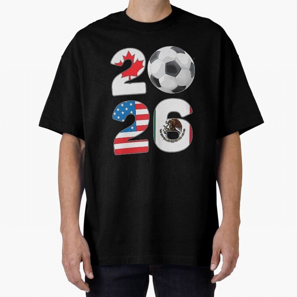2026 North America Football Massive Event Soccer Ball Oversized T-Shirt Carry Global Football Passion for FIFA World Cup 2026 USA Canada Mexico, Centered on CR7, Spain, Soccer Culture, Superstar Moments, National Team Dreams and Competitive Fire;