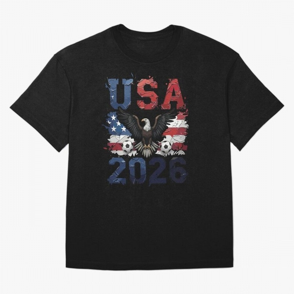 USA 2026 Soccer Eagle - World Cup Football Oversized T-Shirt Show Your Love for the FIFA World Cup 2026 USA Canada Mexico Journey through Messi and Cristiano Ronaldo Highlights, England, France and Netherlands Pride, Tournament Hype, Historic