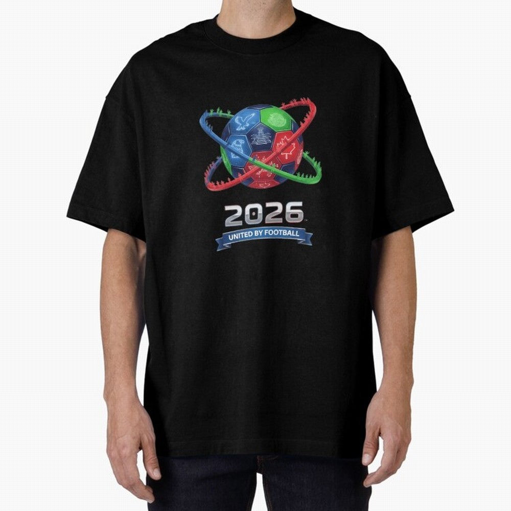 United By Football 2026 Global Connectivity Oversized T-Shirt Honor the Beautiful Game during FIFA World Cup 2026 USA Canada Mexico Spirit, Filled with Brazil, Portugal and Argentina, Haaland, Retro Football Energy, Iconic Rivalries, Trophy Chase
