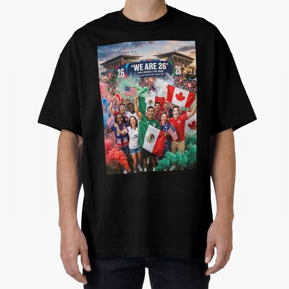 2026 World Cup Fans Celebrate Oversized T-Shirt Spotlight FIFA World Cup 2026 USA Canada Mexico Spirit, Made for Argentina and Brazil, Neymar, Worldwide Fan Energy, Dramatic Goals, Stadium Lights and Championship Celebrations; Perfect for