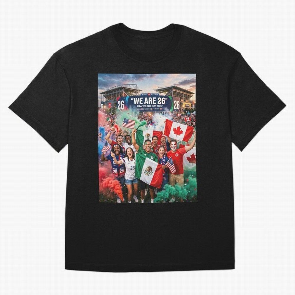 2026 World Cup Fans Celebrate Oversized T-Shirt Spotlight FIFA World Cup 2026 USA Canada Mexico Spirit, Made for Argentina and Brazil, Neymar, Worldwide Fan Energy, Dramatic Goals, Stadium Lights and Championship Celebrations; Perfect for
