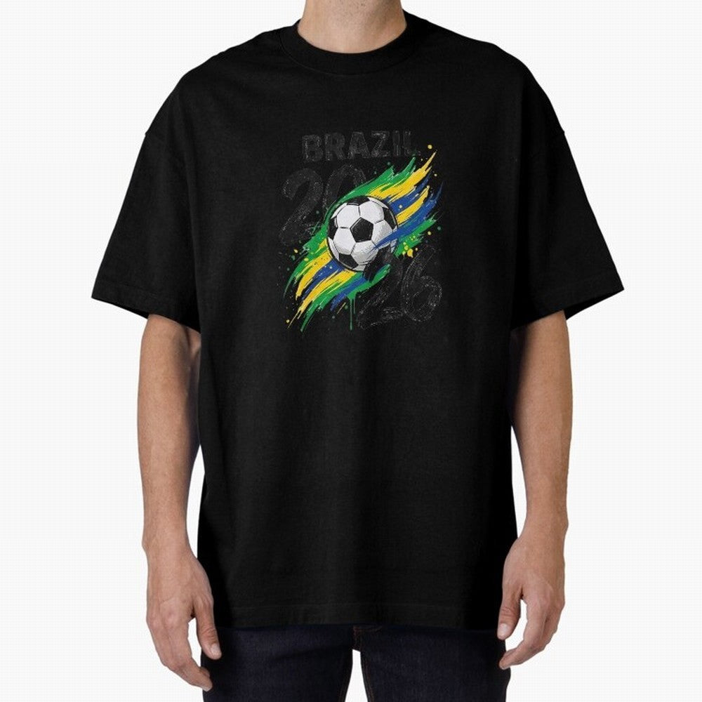 Brazil Soccer 2026 Fan Shirt ¨C Brazil Football Supporter Oversized T-Shirt Refresh Global Football Passion for FIFA World Cup 2026 USA Canada Mexico, with Cristiano Ronaldo, Brazil, Portugal and Argentina, Goal Celebration Energy, Supporter