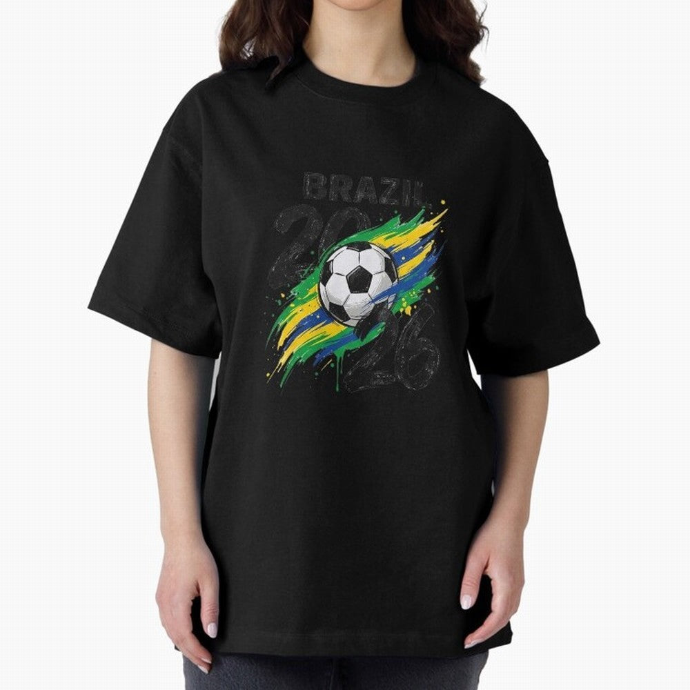 Brazil Soccer 2026 Fan Shirt ¨C Brazil Football Supporter Oversized T-Shirt Refresh Global Football Passion for FIFA World Cup 2026 USA Canada Mexico, with Cristiano Ronaldo, Brazil, Portugal and Argentina, Goal Celebration Energy, Supporter