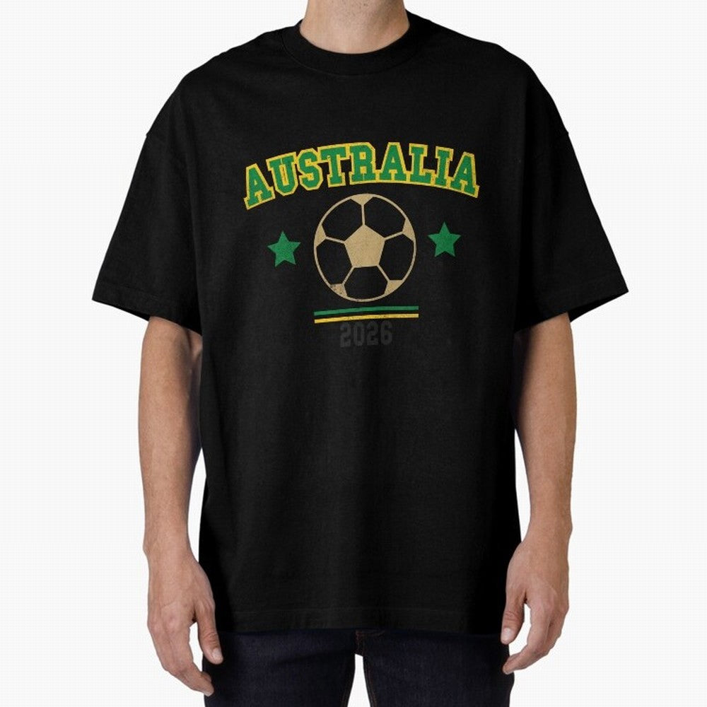 Australia 2026 ¡ª Vintage Soccer Tee Oversized T-Shirt Join FIFA World Cup 2026 USA Canada Mexico with Cristiano Ronaldo, Haaland and CR7, Brazil Energy, Classic Soccer Heritage, Championship Pressure, Fan Loyalty and International Pride; Great for
