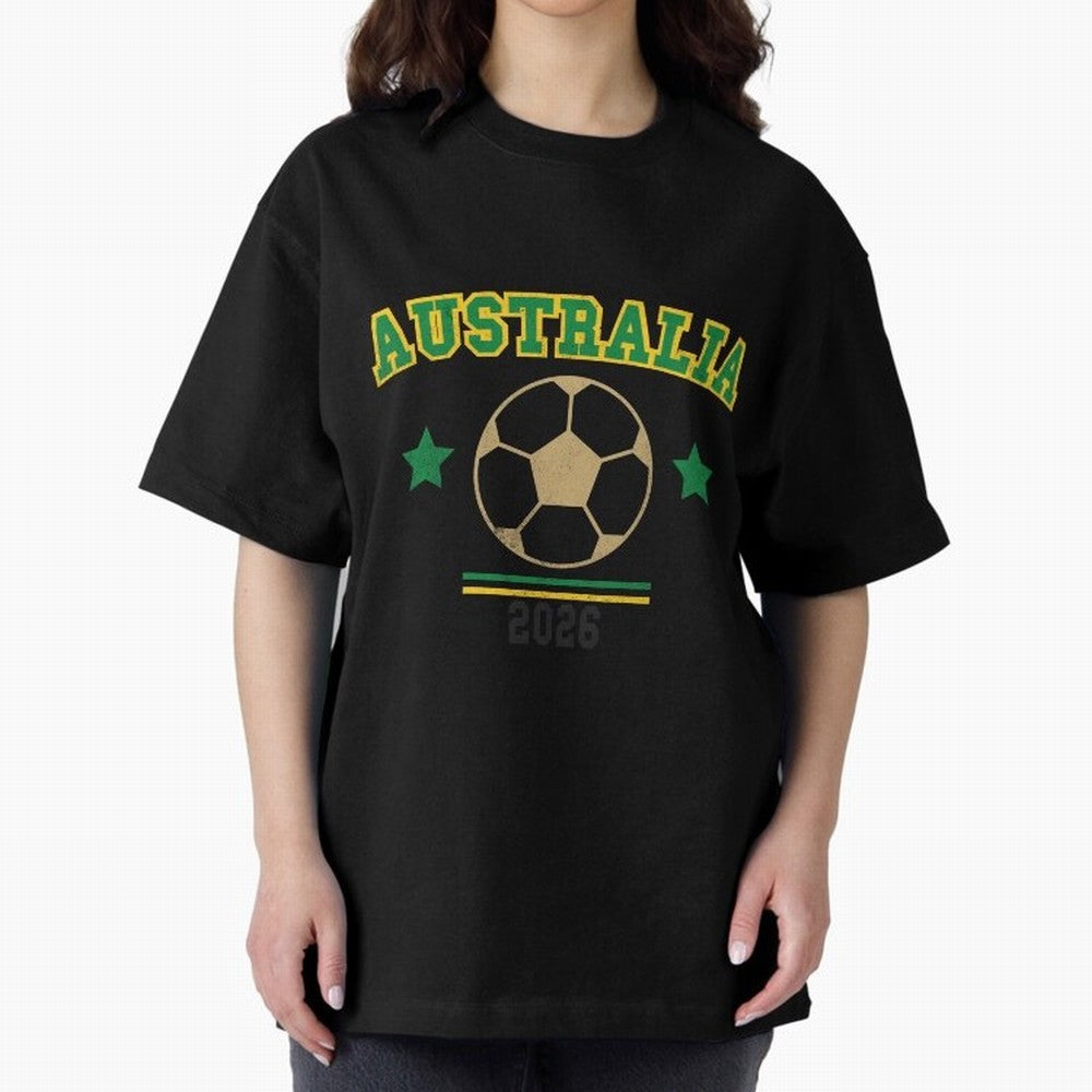 Australia 2026 ¡ª Vintage Soccer Tee Oversized T-Shirt Join FIFA World Cup 2026 USA Canada Mexico with Cristiano Ronaldo, Haaland and CR7, Brazil Energy, Classic Soccer Heritage, Championship Pressure, Fan Loyalty and International Pride; Great for