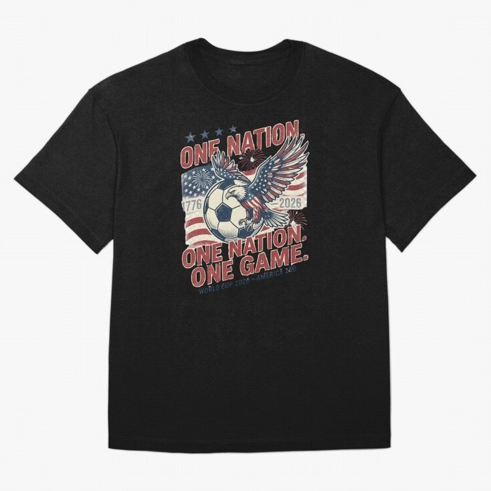 One Nation One Game World Cup 2026 Oversized T-Shirt Celebrate Unforgettable Nights in FIFA World Cup 2026 USA Canada Mexico Spirit, Connected to Spain, Neymar, Worldwide Fan Energy, Dramatic Goals, Stadium Lights and Championship Celebrations;