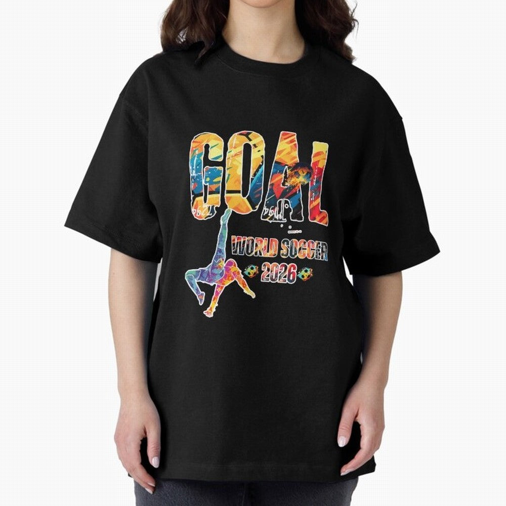 Goal World Soccer Championship 2026 Oversized T-Shirt Show Love for Legendary Goals in FIFA World Cup 2026 Spirit, Capturing England and Germany, CR7, Sports Nostalgia, International Competition, Famous Players and Unforgettable Victories; Perfect