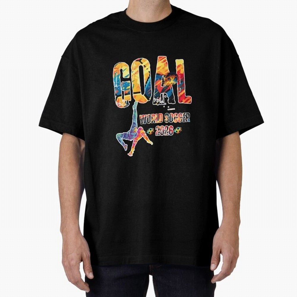 Goal World Soccer Championship 2026 Oversized T-Shirt Show Love for Legendary Goals in FIFA World Cup 2026 Spirit, Capturing England and Germany, CR7, Sports Nostalgia, International Competition, Famous Players and Unforgettable Victories; Perfect