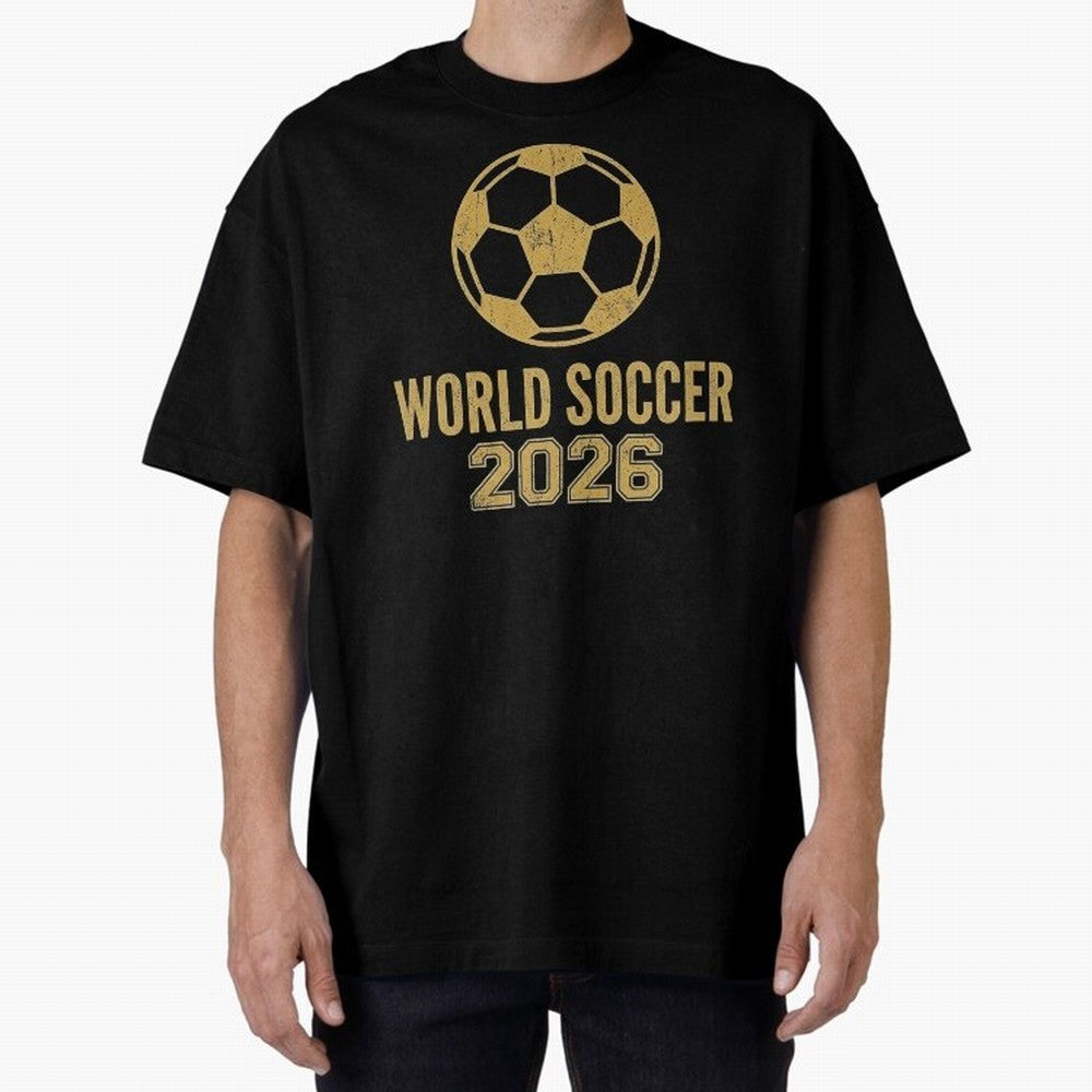 Retro World Soccer 2026 Design Oversized T-Shirt Make Your Look Match FIFA World Cup 2026 Spirit, with England, France and Netherlands, Mbappe, Vintage Soccer Flavor, Modern Football Stars, National Flags and Final Night Emotion; Made for