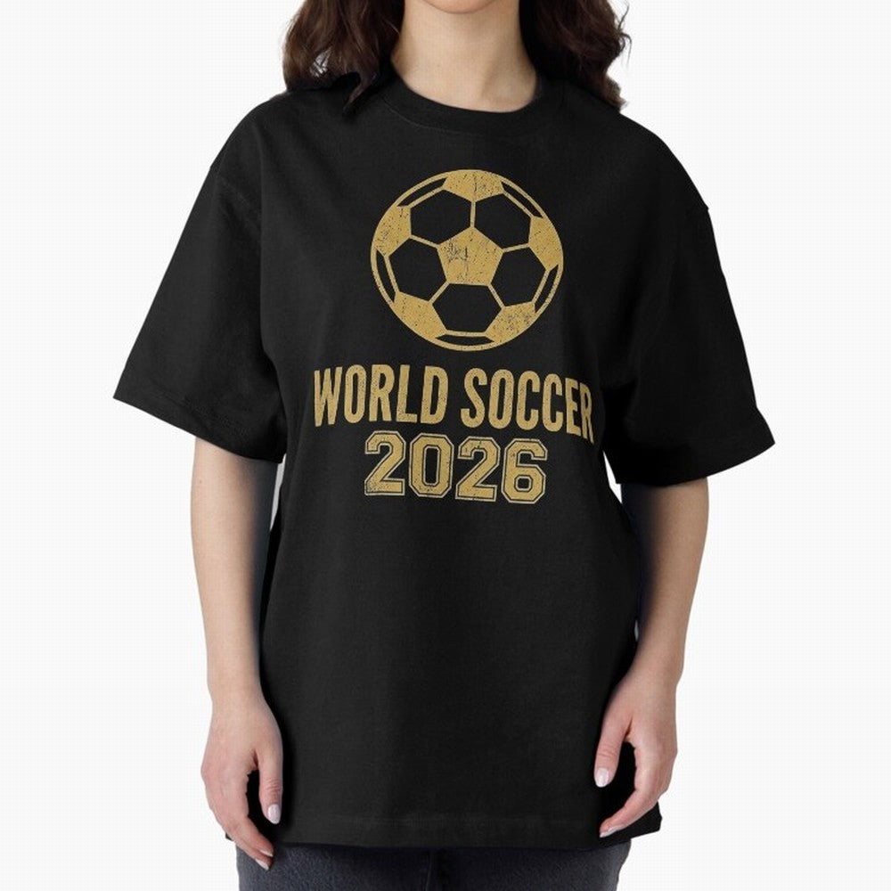 Retro World Soccer 2026 Design Oversized T-Shirt Make Your Look Match FIFA World Cup 2026 Spirit, with England, France and Netherlands, Mbappe, Vintage Soccer Flavor, Modern Football Stars, National Flags and Final Night Emotion; Made for