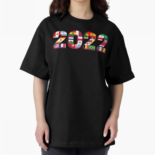 All the 32 Teams that Played in 2022 in Qatar for Football Fans Oversized T-Shirt Embrace FIFA World Cup 2026 Group Stage for Fans of Neymar and Portugal, Spain and Germany, Bringing Goal Celebration Energy, Supporter Heritage, Football Icons and