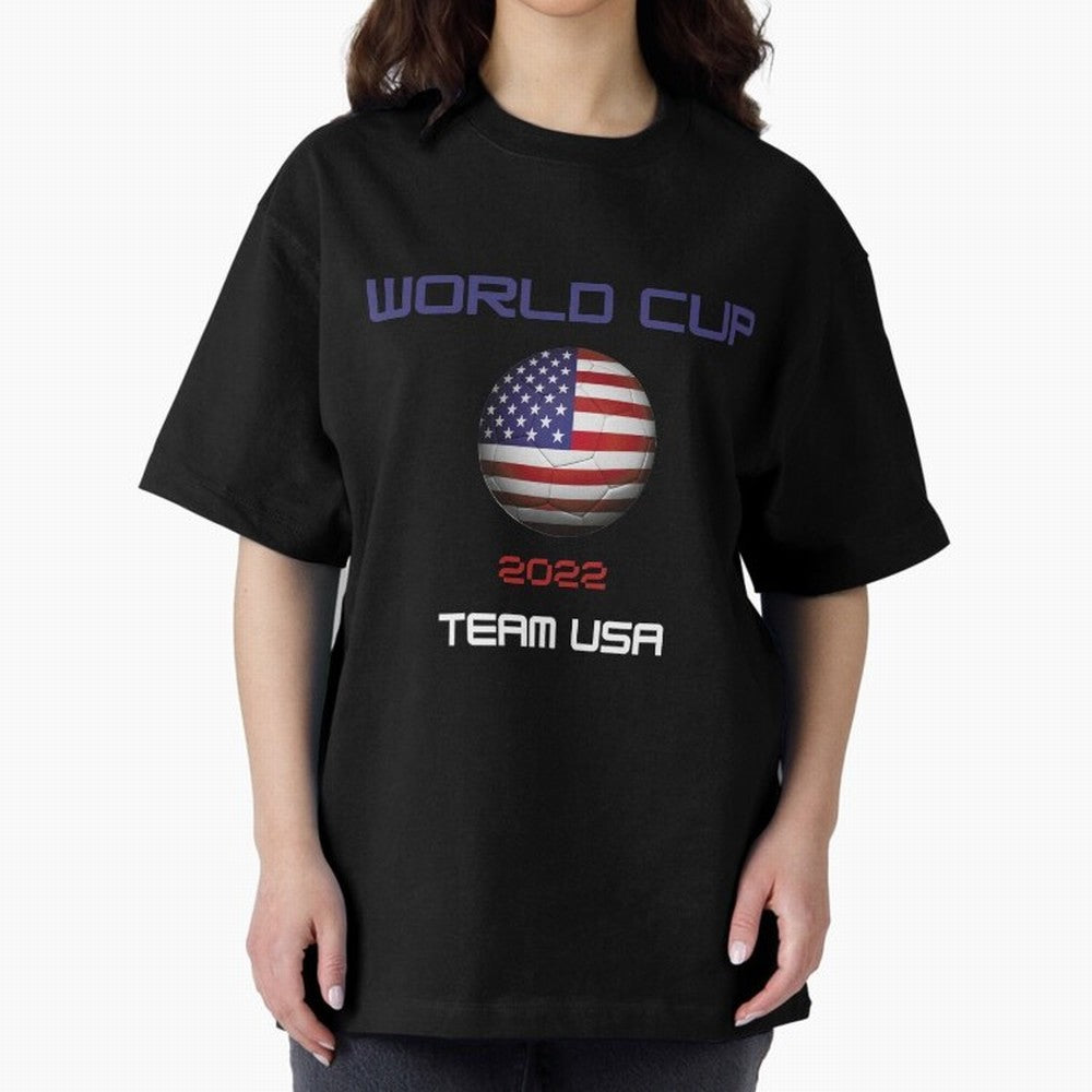 World cup 2022 Team USA Oversized T-Shirt Follow the Final Road of FIFA World Cup 2026 Spirit, Driven by Argentina and Brazil, Messi, Football Festival Excitement, Trophy Ambitions, Country Rivalries and Star Player Buzz; Created for Match Day