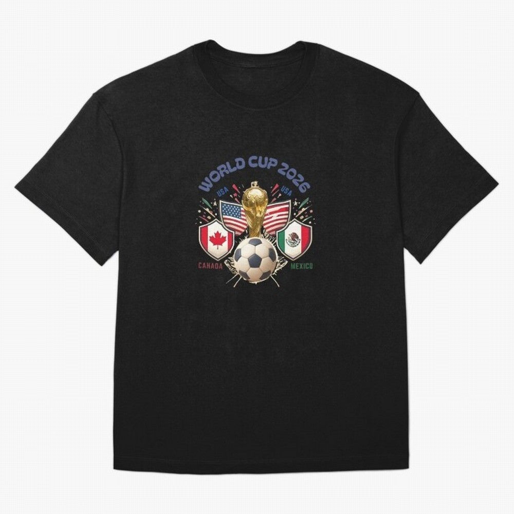 World Cup 2026 Host Nations Crest Oversized T-Shirt Celebrate Every Goal in FIFA World Cup 2026 USA Canada Mexico Spirit, Featuring Spain, Haaland and Mbappe, Supporter Pride, Iconic Celebrations, Legendary Names and Global Match Day Energy; Great